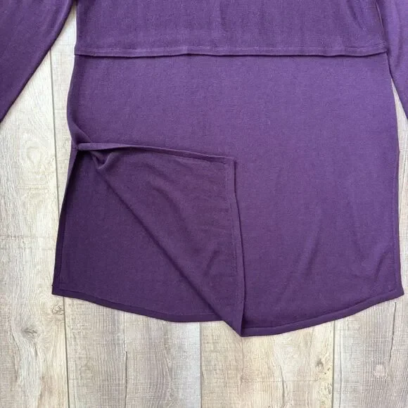 J. Jill Womens Wool Blend Knit Grace Tunic Sweater Size M Purple Side Slits NEW - Picture 4 of 12